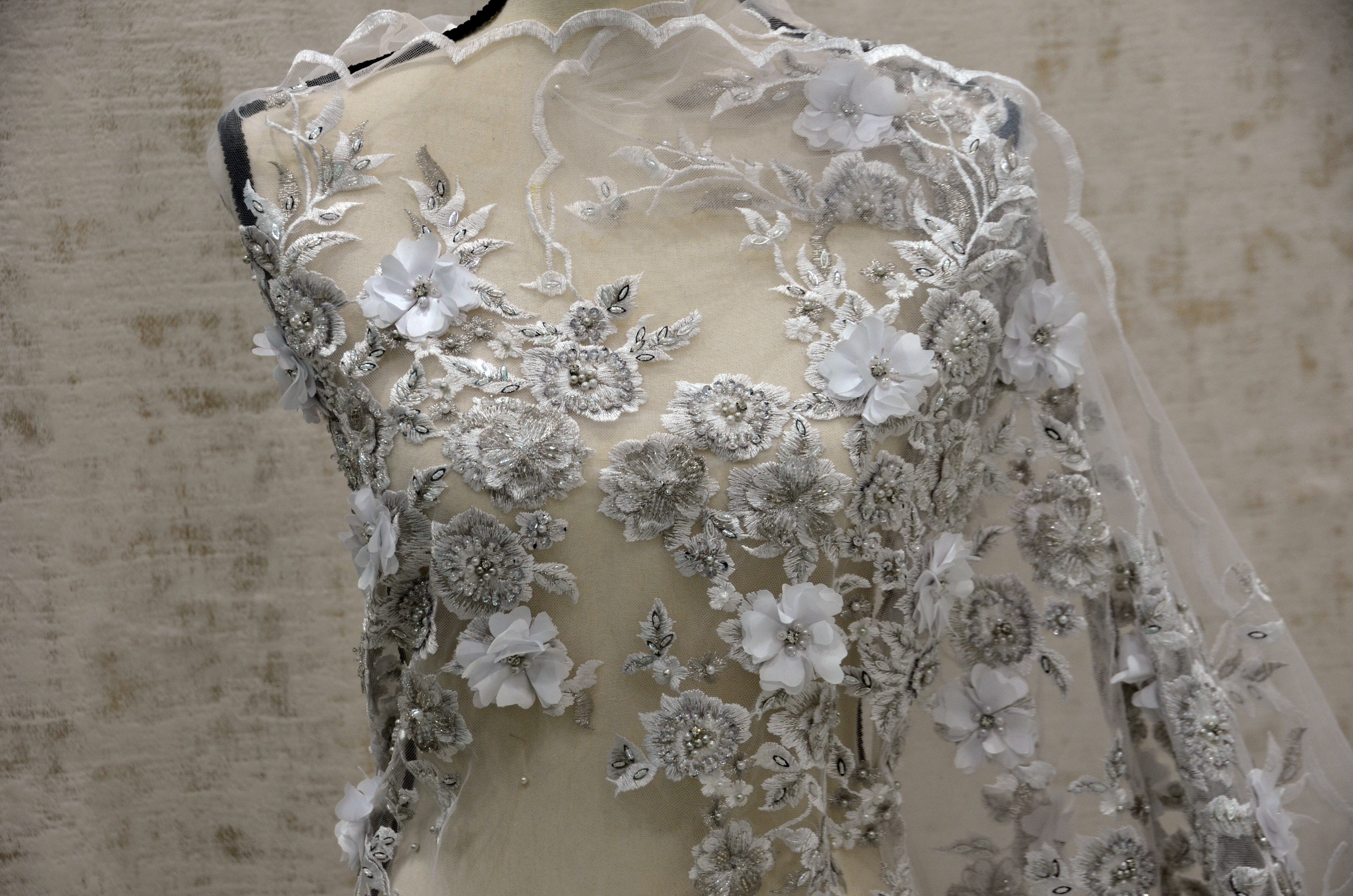 White Bridal Lace Fabric | EA3032 ...